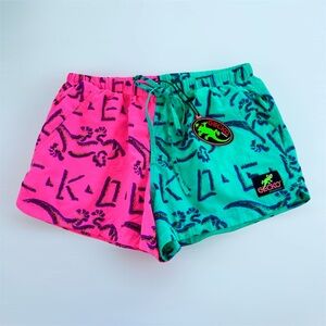 NEW Gecko Hawaii Split Petro Retro Neon Beach Unisex Runners Shorts size large